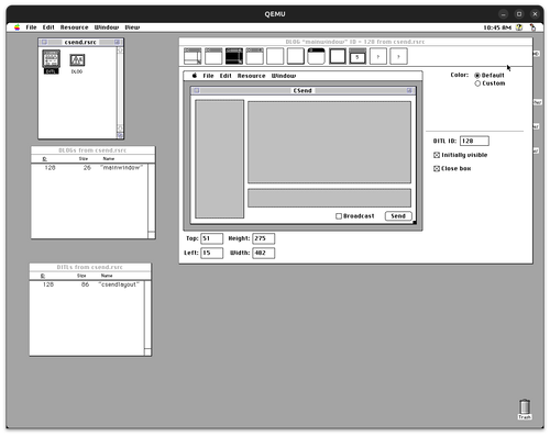 A graphical user interface for the QEMU virtual machine emulator, showing a window with various controls and information related to the virtual machine.