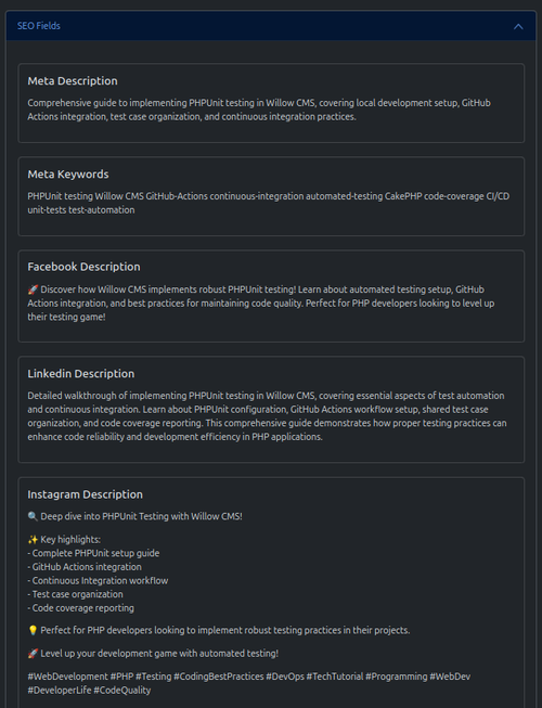 A detailed guide covering the implementation of PHPUnit testing in the Willow CMS, including local development setup, GitHub Actions integration, test case organization, and continuous integration practices.